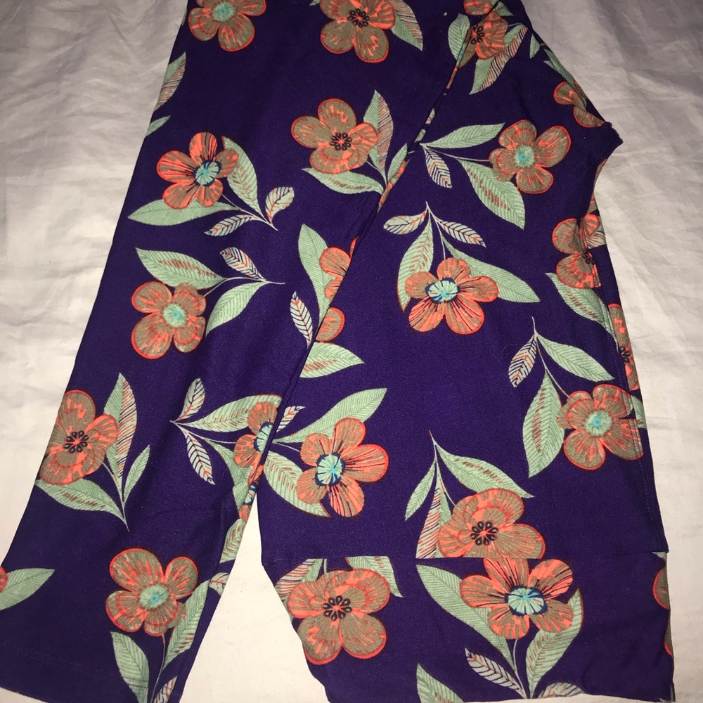 LLR brand new purple & peach floral TC leggings